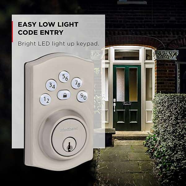 Kwikset Powerbolt 240 5-Button Keypad Satin Nickel Traditional Electronic Deadbolt Door Lock, Featuring Convenient Keyless Entry, Customizable User Codes and Auto-Locking - Image 8