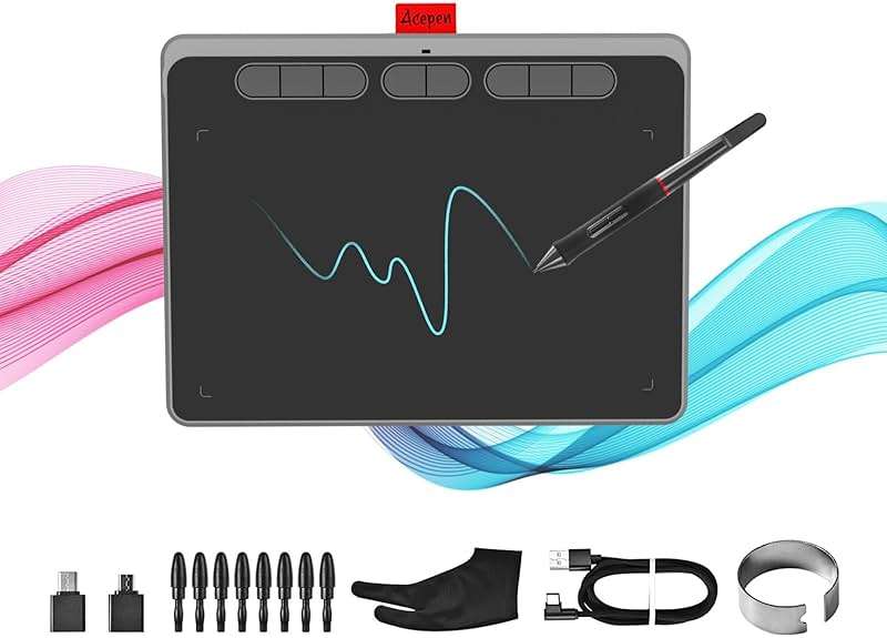 9x6 inch Graphics Drawing Tablet, Acepen Drawing Tablet with Battery-Free Stylus, 8192 Pen Pressure, 8 Hot Keys, Digital Art Tablet for Drawing, Design, Teaching, Work with Mac, Computer, PC & Mobile - Image 1