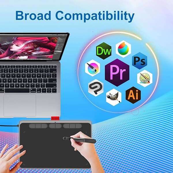 9x6 inch Graphics Drawing Tablet, Acepen Drawing Tablet with Battery-Free Stylus, 8192 Pen Pressure, 8 Hot Keys, Digital Art Tablet for Drawing, Design, Teaching, Work with Mac, Computer, PC & Mobile - Image 3