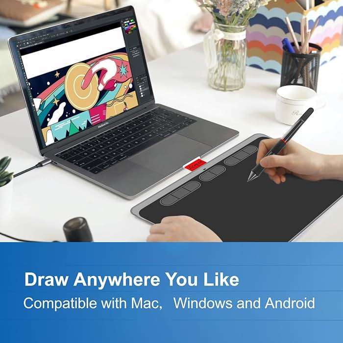 9x6 inch Graphics Drawing Tablet, Acepen Drawing Tablet with Battery-Free Stylus, 8192 Pen Pressure, 8 Hot Keys, Digital Art Tablet for Drawing, Design, Teaching, Work with Mac, Computer, PC & Mobile - Image 4