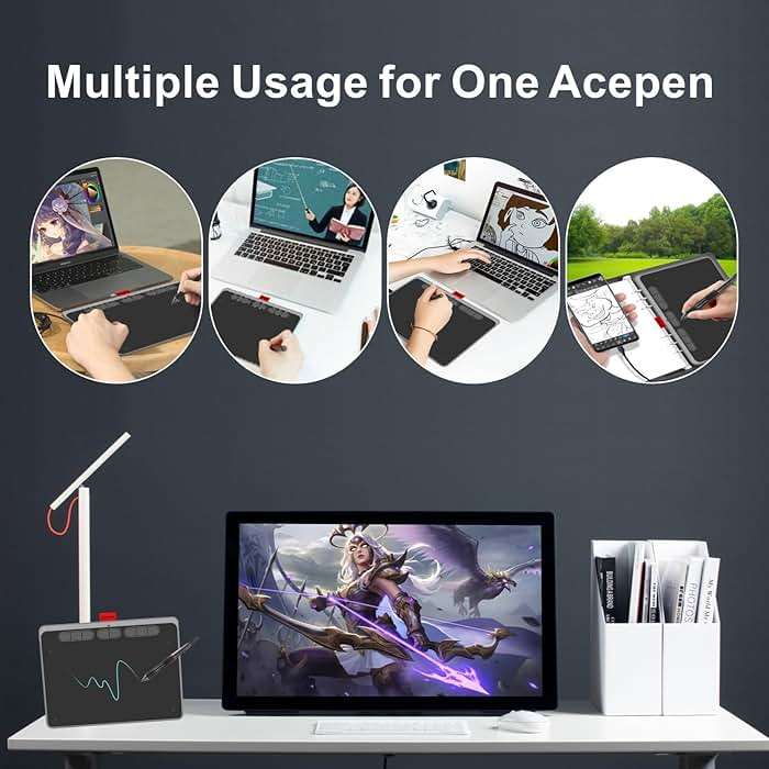 9x6 inch Graphics Drawing Tablet, Acepen Drawing Tablet with Battery-Free Stylus, 8192 Pen Pressure, 8 Hot Keys, Digital Art Tablet for Drawing, Design, Teaching, Work with Mac, Computer, PC & Mobile - Image 6