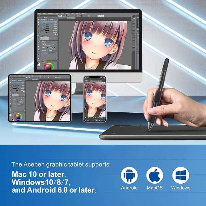 9x6 inch Graphics Drawing Tablet, Acepen Drawing Tablet with Battery-Free Stylus, 8192 Pen Pressure, 8 Hot Keys, Digital Art Tablet for Drawing, Design, Teaching, Work with Mac, Computer, PC & Mobile - Image 7