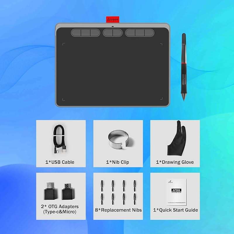 9x6 inch Graphics Drawing Tablet, Acepen Drawing Tablet with Battery-Free Stylus, 8192 Pen Pressure, 8 Hot Keys, Digital Art Tablet for Drawing, Design, Teaching, Work with Mac, Computer, PC & Mobile - Image 9