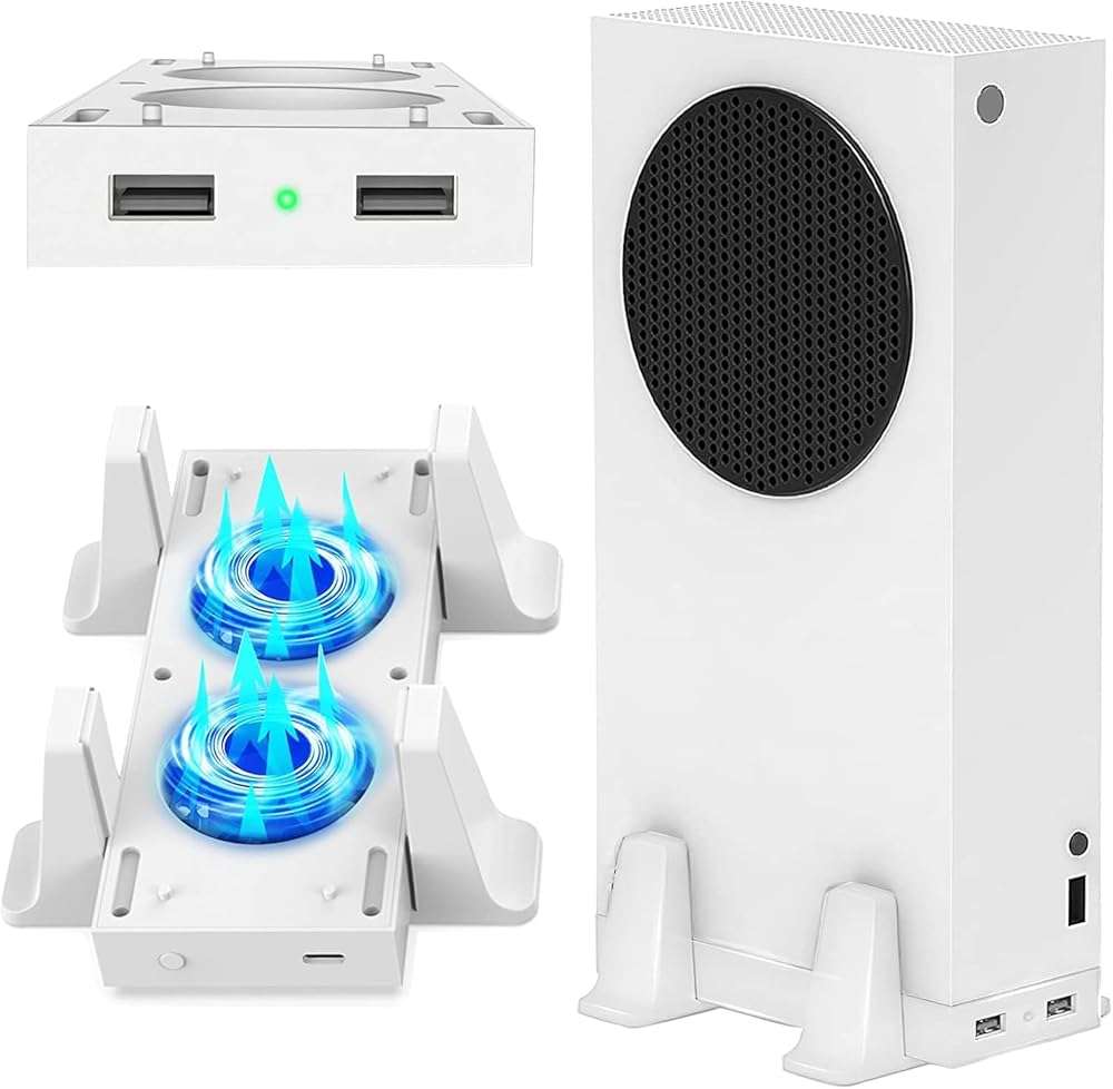 CTPOWER Cooling Stand for Xbox Series S, 3 Levels Adjustable Fans Rotate Speed with Type-C Power Input, USB Charging and Data Transmission Ports - Image 1