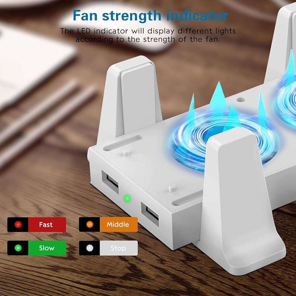 CTPOWER Cooling Stand for Xbox Series S, 3 Levels Adjustable Fans Rotate Speed with Type-C Power Input, USB Charging and Data Transmission Ports - Image 4