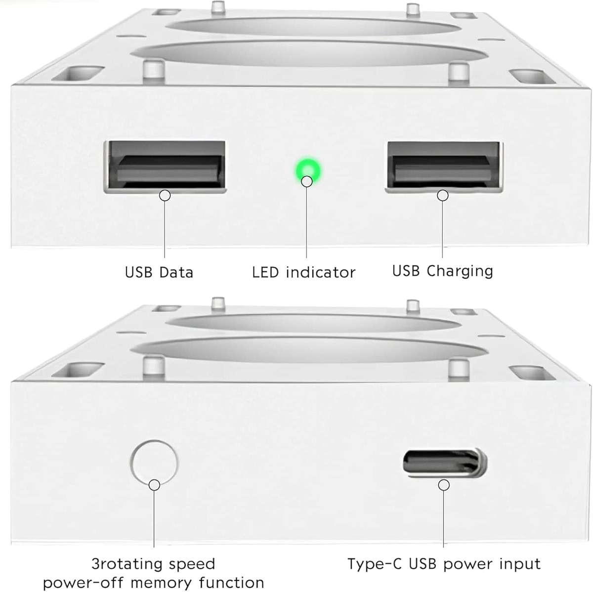 CTPOWER Cooling Stand for Xbox Series S, 3 Levels Adjustable Fans Rotate Speed with Type-C Power Input, USB Charging and Data Transmission Ports - Image 5