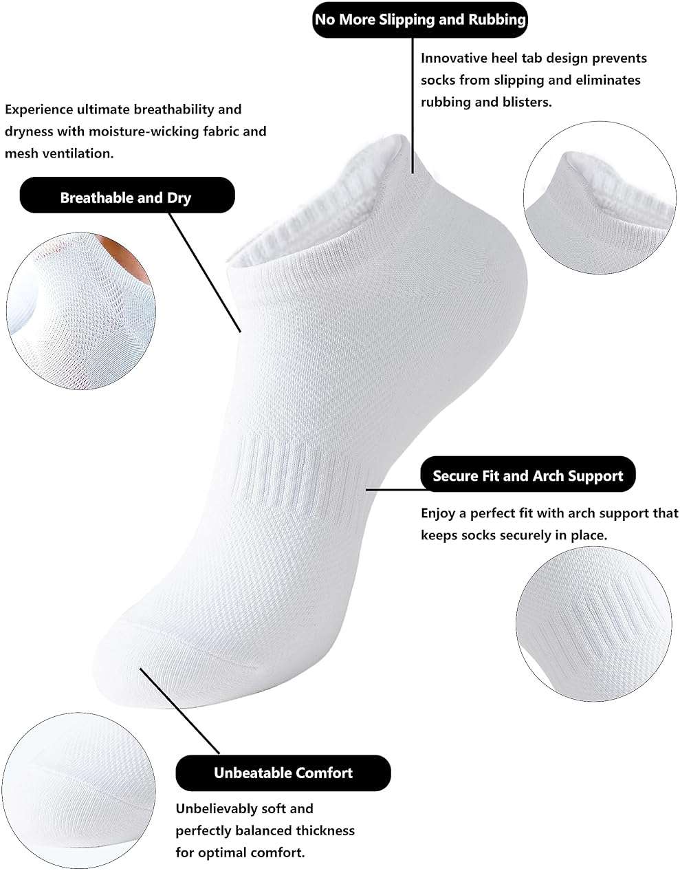 ACCFOD Womens Ankle Socks Athletic Running Low Cut Socks With Tab 6 Pairs - Image 4
