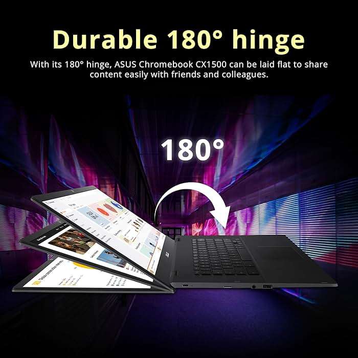 ASUS CX1500CNA Chromebook 15.6" HD Laptop, Intel Celeron N3350 Processor, 4GB RAM, 64GB eMMC Flash Memory, Intel HD Graphics, HD Webcam, Stereo Speakers, Chrome OS, Black, (renewed) - Image 5
