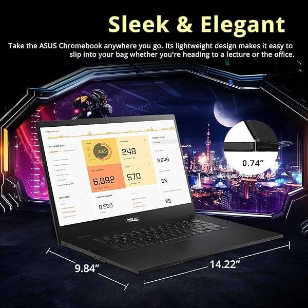 ASUS CX1500CNA Chromebook 15.6" HD Laptop, Intel Celeron N3350 Processor, 4GB RAM, 64GB eMMC Flash Memory, Intel HD Graphics, HD Webcam, Stereo Speakers, Chrome OS, Black, (renewed) - Image 8
