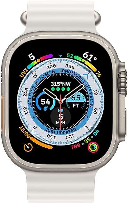 Apple Watch Ultra [GPS + Cellular 49mm] Smartwatch Titanium Case with White Ocean Band, One Size (Renewed Premium) - Image 2