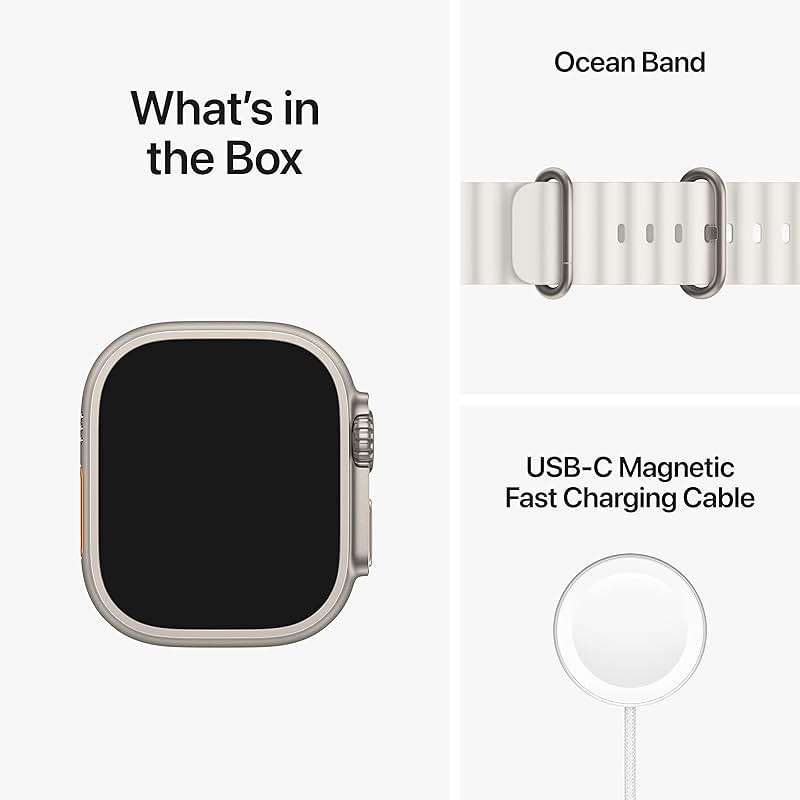 Apple Watch Ultra [GPS + Cellular 49mm] Smartwatch Titanium Case with White Ocean Band, One Size (Renewed Premium) - Image 8