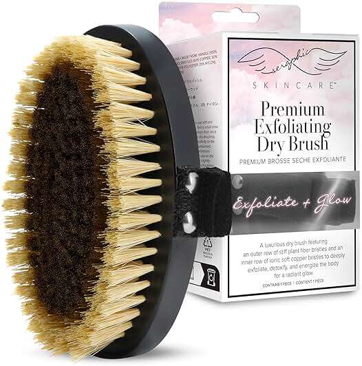 Seraphic Skincare Dry Brushing Body Brush for Smooth & Glowing Skin – Exfoliating Body Scrubber for Blood Circulation, Cellulite, Lymphatic Drainage, Ingrown Hairs & Keratosis Pilaris Treatment - Image 1