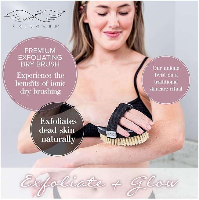 Seraphic Skincare Dry Brushing Body Brush for Smooth & Glowing Skin – Exfoliating Body Scrubber for Blood Circulation, Cellulite, Lymphatic Drainage, Ingrown Hairs & Keratosis Pilaris Treatment - Image 2