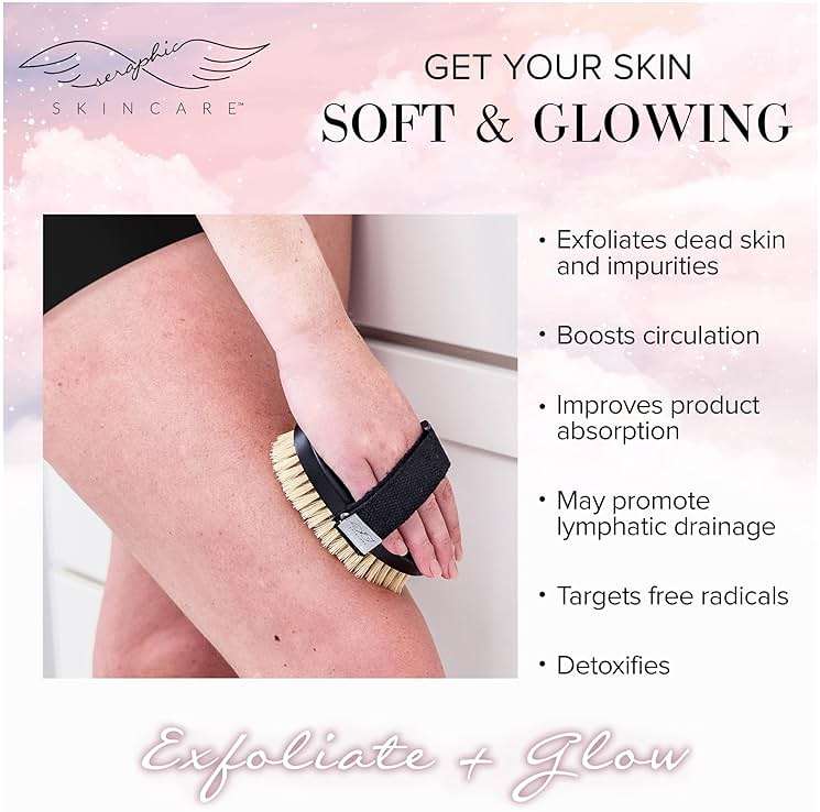 Seraphic Skincare Dry Brushing Body Brush for Smooth & Glowing Skin – Exfoliating Body Scrubber for Blood Circulation, Cellulite, Lymphatic Drainage, Ingrown Hairs & Keratosis Pilaris Treatment - Image 5