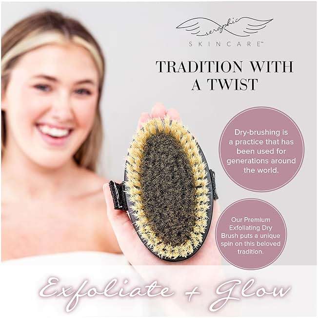 Seraphic Skincare Dry Brushing Body Brush for Smooth & Glowing Skin – Exfoliating Body Scrubber for Blood Circulation, Cellulite, Lymphatic Drainage, Ingrown Hairs & Keratosis Pilaris Treatment - Image 7