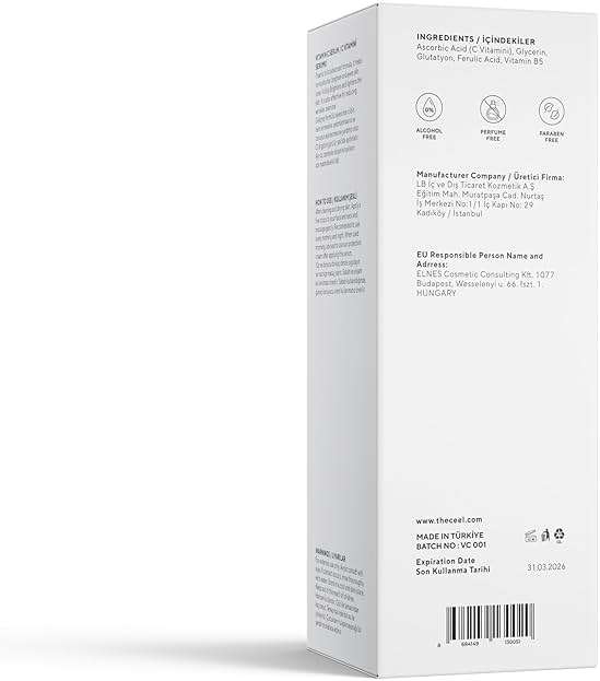 The Ceel 20% Vitamin C Brightening Anti-Aging Serum for Face with Ascorbic, Ferulic Acid & Vitamin B5 - Paraben & Perfume Free Skin Care Formula for Hydration, Wrinkles, Dark Spots, & Radiance - 30ml - Image 9