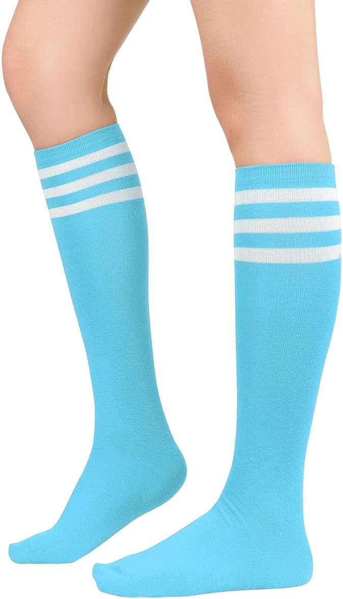 Century Star Knee High Striped Socks for Women - Long Thin Tube Sports Thigh High Socks Tall Stockings - Image 1