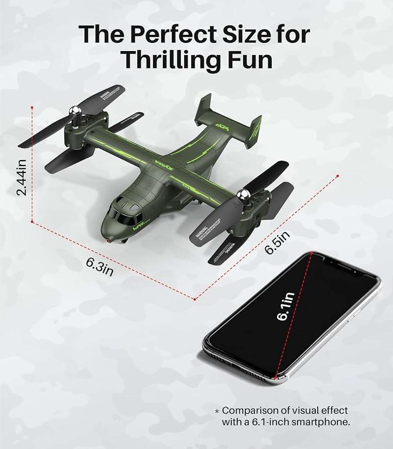 SYMA X550 RC Plane, 4 CH Remote Control Airplane with High/Low Speed, One-Key Takeoff/Landing, Stunt Flight Modes, Army Model Plane Gift for Kids, Beginners & Adults - Image 2