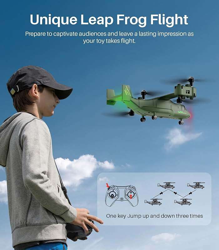 SYMA X550 RC Plane, 4 CH Remote Control Airplane with High/Low Speed, One-Key Takeoff/Landing, Stunt Flight Modes, Army Model Plane Gift for Kids, Beginners & Adults - Image 4