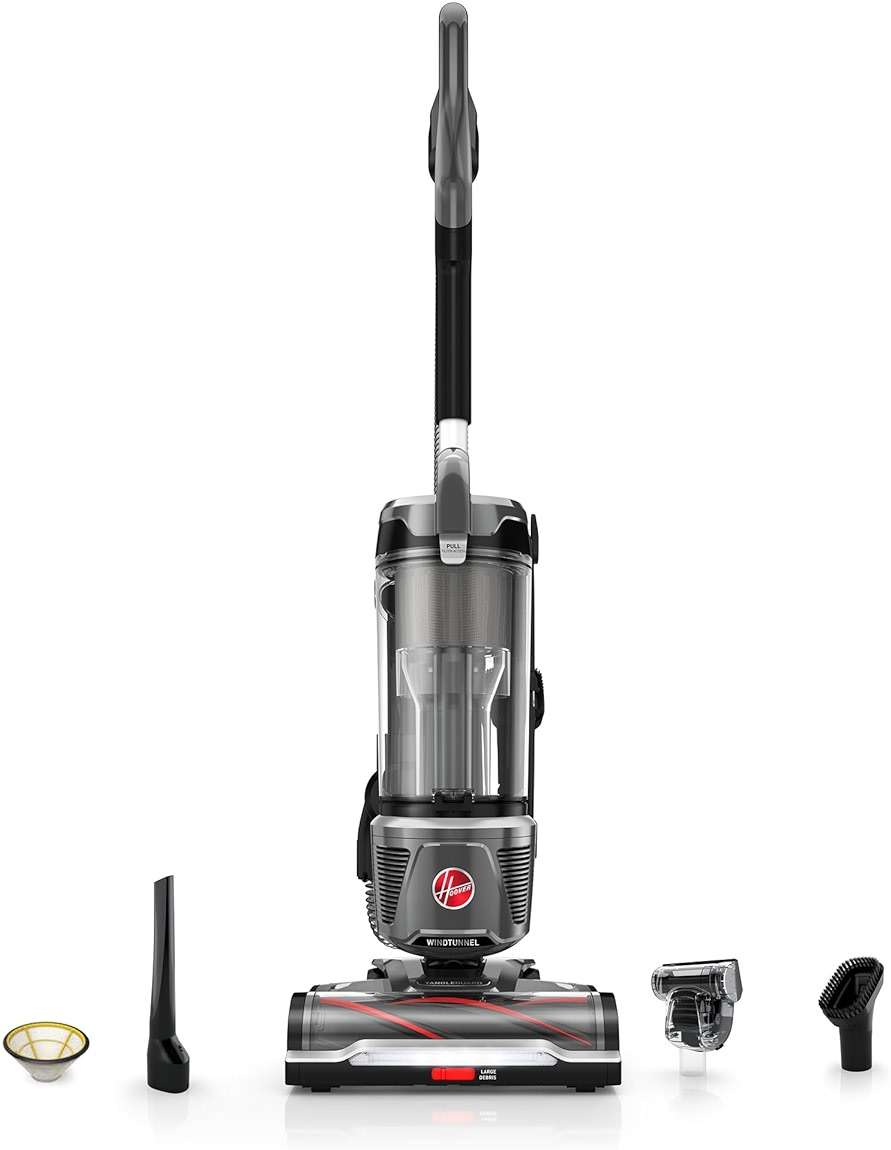 Hoover WindTunnel Tangle Guard Bagless Vacuum Cleaner, Corded Upright Vacuum, HEPA Media Filtration, Anti-Hair Wrap, Headlights, Swivel Steering, Corded Vacuum Cleaners for Home Use - Image 1