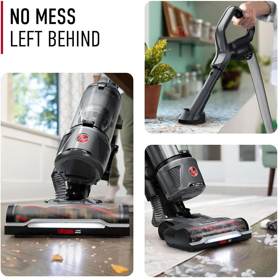 Hoover WindTunnel Tangle Guard Bagless Vacuum Cleaner, Corded Upright Vacuum, HEPA Media Filtration, Anti-Hair Wrap, Headlights, Swivel Steering, Corded Vacuum Cleaners for Home Use - Image 3