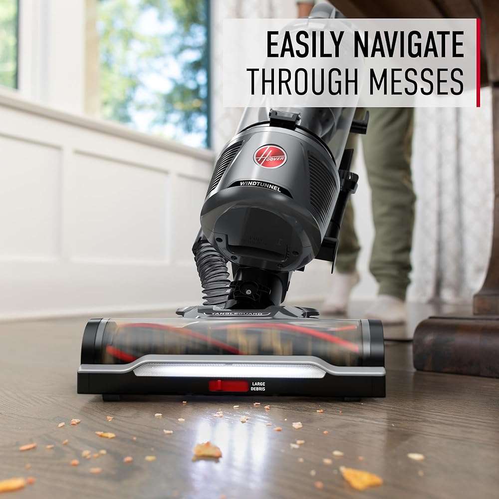 Hoover WindTunnel Tangle Guard Bagless Vacuum Cleaner, Corded Upright Vacuum, HEPA Media Filtration, Anti-Hair Wrap, Headlights, Swivel Steering, Corded Vacuum Cleaners for Home Use - Image 5