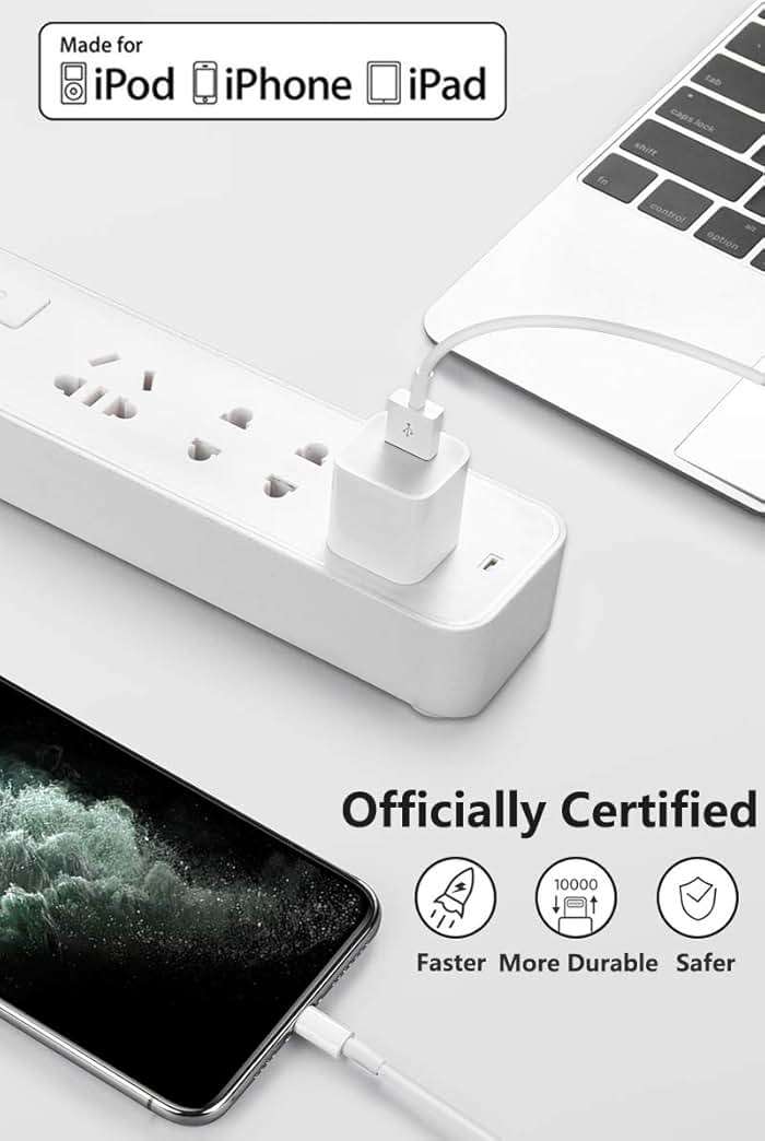 4Pack Original Apple MFi Certified Charger Lightning to USB Charging Cable Cord Compatible iPhone 14/13/12/11 Pro/11/XS MAX/XR/8/7/6s Plus,iPad Pro/Air/Mini,iPod Touch (6ft) - Image 2