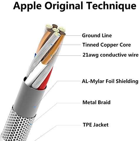 4Pack Original Apple MFi Certified Charger Lightning to USB Charging Cable Cord Compatible iPhone 14/13/12/11 Pro/11/XS MAX/XR/8/7/6s Plus,iPad Pro/Air/Mini,iPod Touch (6ft) - Image 5