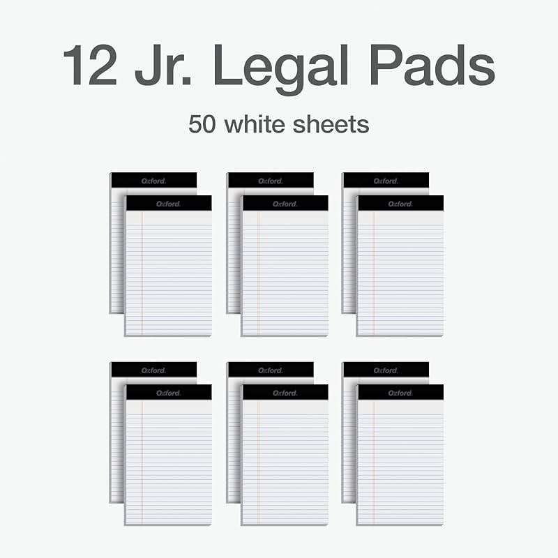 Oxford Legal Pads, 12 Pack, Premium Note Pads, 50 Legal Ruled 5" x 8" Sheets, Bright White Paper with Firm Back, Small Portable Notepads - Image 6