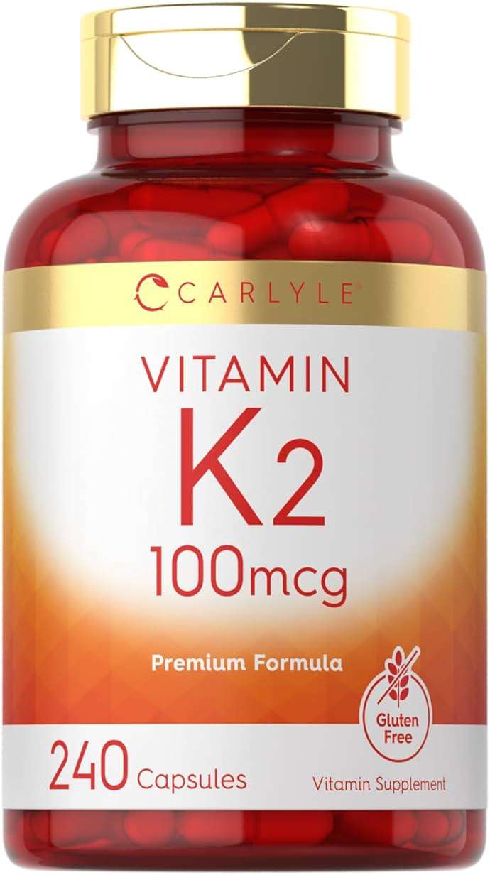 Carlyle Vitamin K2 Supplement 100 mcg | K2 MK-4 | 240 Capsules | Non-GMO & Gluten Free - Image 1