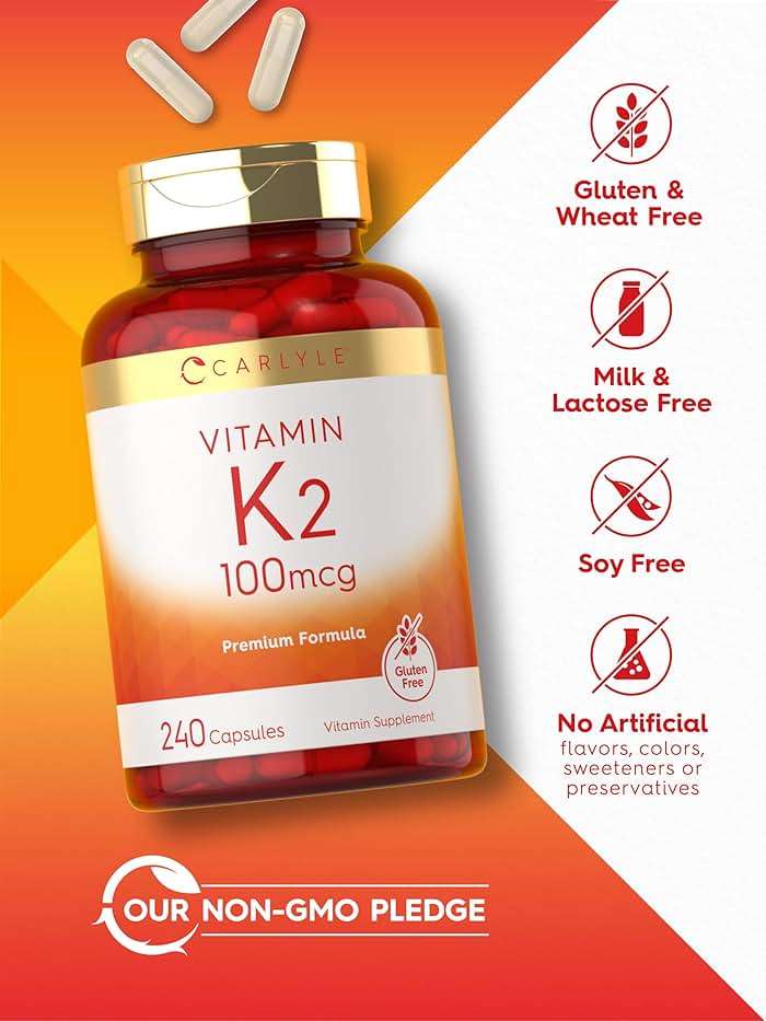 Carlyle Vitamin K2 Supplement 100 mcg | K2 MK-4 | 240 Capsules | Non-GMO & Gluten Free - Image 5