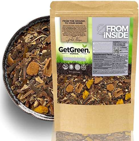Cleanse & Healthy Digestion Loose Leaf Tea w/ Pau D Arco, Ginger & Echinacea | Organic Herbal Tea | 2 oz (57 gram) | Decaf, Vegan, Healthy, No Caffeine, Organic, Herbs, No Natural or Artificial Flavors, Resealable Bag | From Inside By Get Green, Human - Image 1