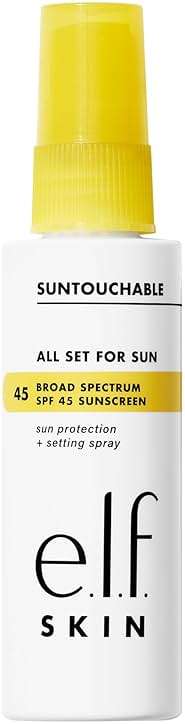 e.l.f. SKIN All Set For Sun SPF 45 Setting Spray, Clear Makeup Setting Mist + Sunscreen, Weightless SPF Face Protection & Makeup-Locking Spray, Vegan & Cruelty-Free - Image 1