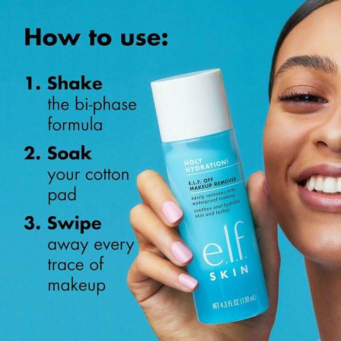 e.l.f. SKIN Holy Hydration Off Makeup Remover, Liquid Makeup Remover For Eye, Lip & Face Makeup, Gentle Formula, Vegan & Cruelty-free - Image 5