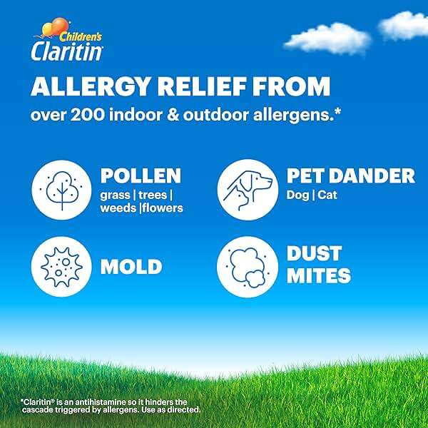 Children's Claritin Chewables 24 Hour Allergy Relief, Non Drowsy Kids Allergy Medicine, Grape Antihistamine Chewable Tablets, 30 Count - Image 6