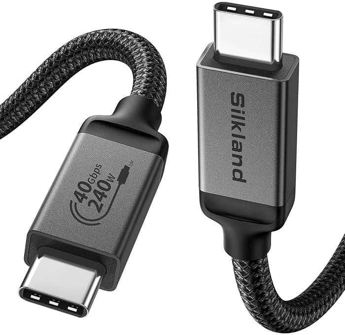 Silkland USB 4 for Thunderbolt 4 Cable 6.6FT/2M, 40Gbps Data Sync, 8K Display/4K@240Hz, 240W Charging, USB C Video Cable Compatible for Thunderbolt 3, MacBook, Monitor, Docking, iPhone 17/16,SSD - Image 1
