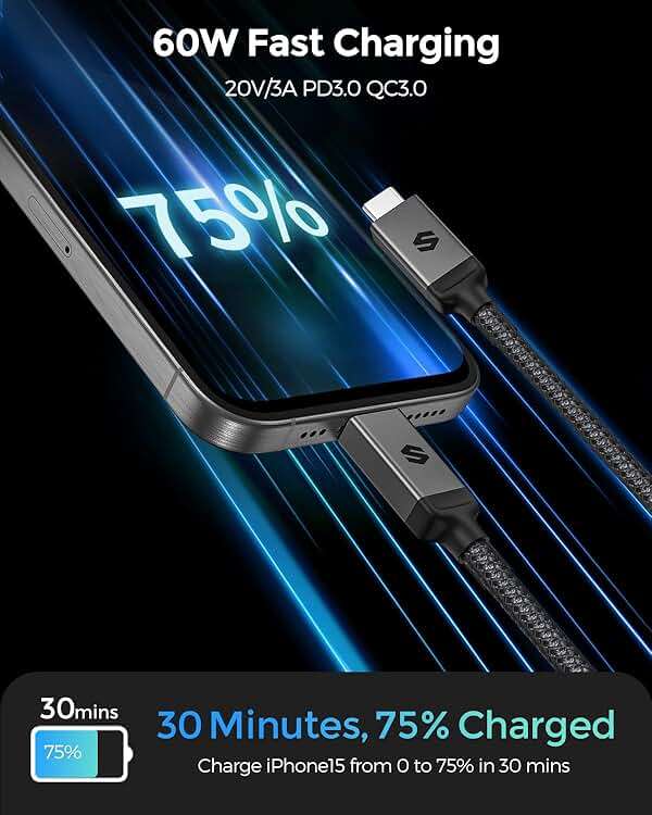 Silkland USB 4 for Thunderbolt 4 Cable 6.6FT/2M, 40Gbps Data Sync, 8K Display/4K@240Hz, 240W Charging, USB C Video Cable Compatible for Thunderbolt 3, MacBook, Monitor, Docking, iPhone 17/16,SSD - Image 8
