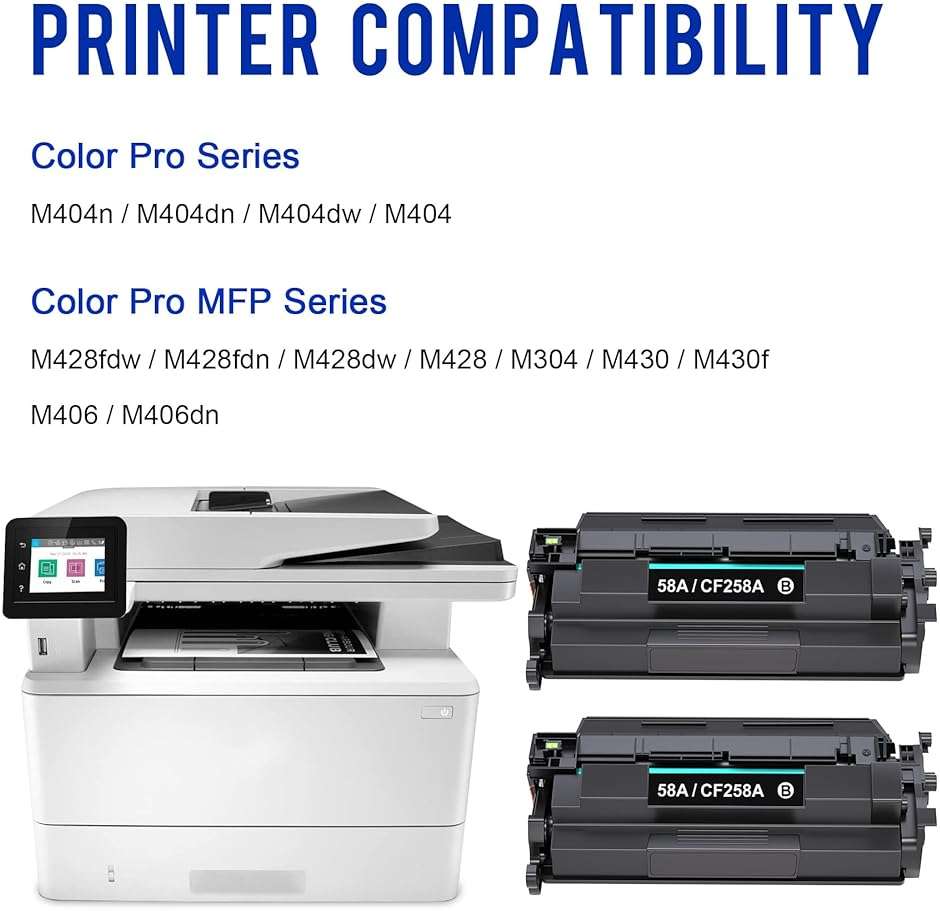 Valinkso 58A CF258A Toner Cartridge 2 Pack Black High Yield (with Chip) Replacement for HP 58A CF258A 58X CF258X Work for HP Pro MFP M428fdw M428fdn M428dw Pro M404n M404dn M404dw M428 M404 Printer - Image 2