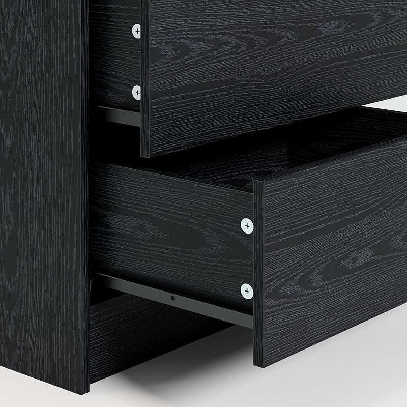 LIKIMIO Night Stand with Charging Station, Modern Black Nightstand with LED Light and Drawers, Bedside Tables/End Table for Bedroom - Image 6