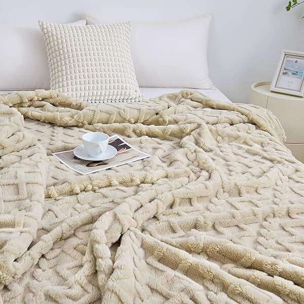Aganear Fleece Throw Blanket - Cozy Soft Lightweight Fuzzy Throw Blanket for Women Portable Throw Blankets for Couch, Warm Present for Birthday, Christmas, Halloween, Housewarming(50"x60", Khaki) - Image 5