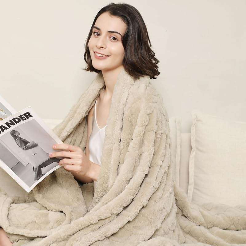 Aganear Fleece Throw Blanket - Cozy Soft Lightweight Fuzzy Throw Blanket for Women Portable Throw Blankets for Couch, Warm Present for Birthday, Christmas, Halloween, Housewarming(50"x60", Khaki) - Image 6