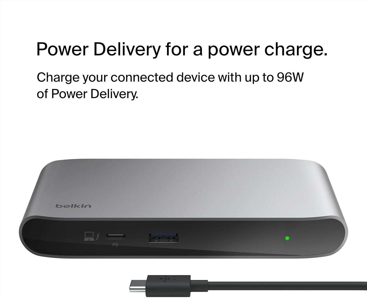 Belkin Connect Thunderbolt 4 Docking Station, 5-in-1 USB-C Multiport Core Hub w/ 96W Power Delivery for Mac, Windows, Single 8K or Dual 4K Display, Thunderbolt 4 Cable & Power Supply Included - Image 5