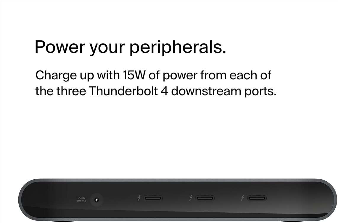 Belkin Connect Thunderbolt 4 Docking Station, 5-in-1 USB-C Multiport Core Hub w/ 96W Power Delivery for Mac, Windows, Single 8K or Dual 4K Display, Thunderbolt 4 Cable & Power Supply Included - Image 6