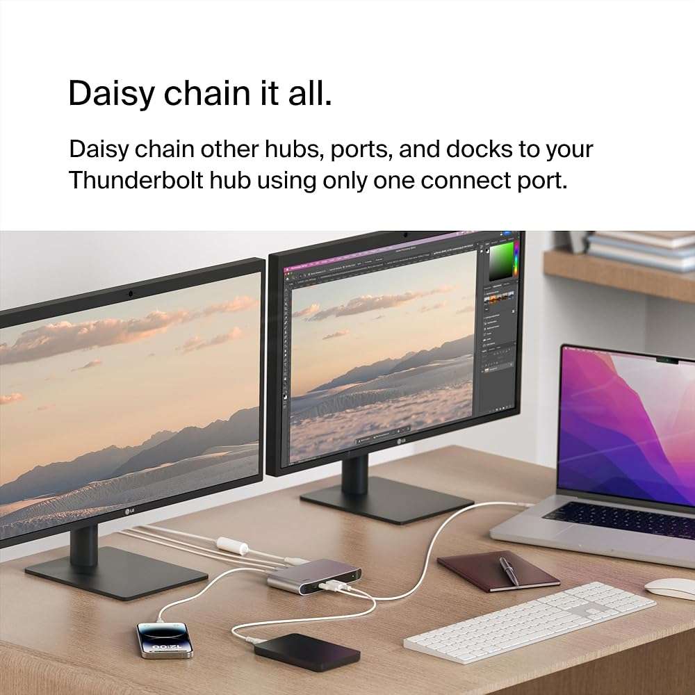 Belkin Connect Thunderbolt 4 Docking Station, 5-in-1 USB-C Multiport Core Hub w/ 96W Power Delivery for Mac, Windows, Single 8K or Dual 4K Display, Thunderbolt 4 Cable & Power Supply Included - Image 7