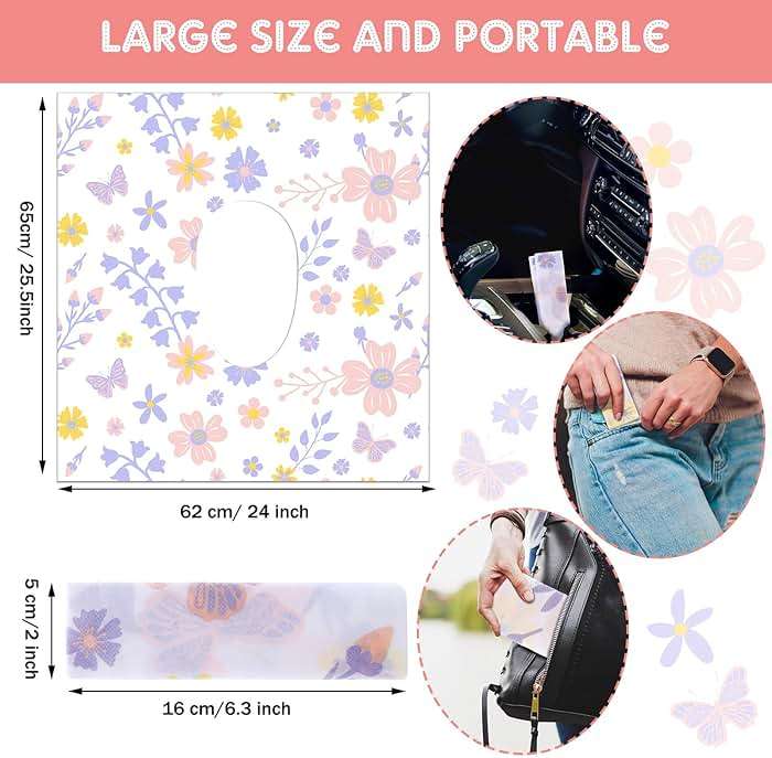 Preboun 40 Pack Toilet Seat Covers Disposable for Kids Extra Large Waterproof Toilet Seat Covers Toddler Potty Training Liners Individually Wrapped for Travel Public Restroom Essentials, Flower Design - Image 2