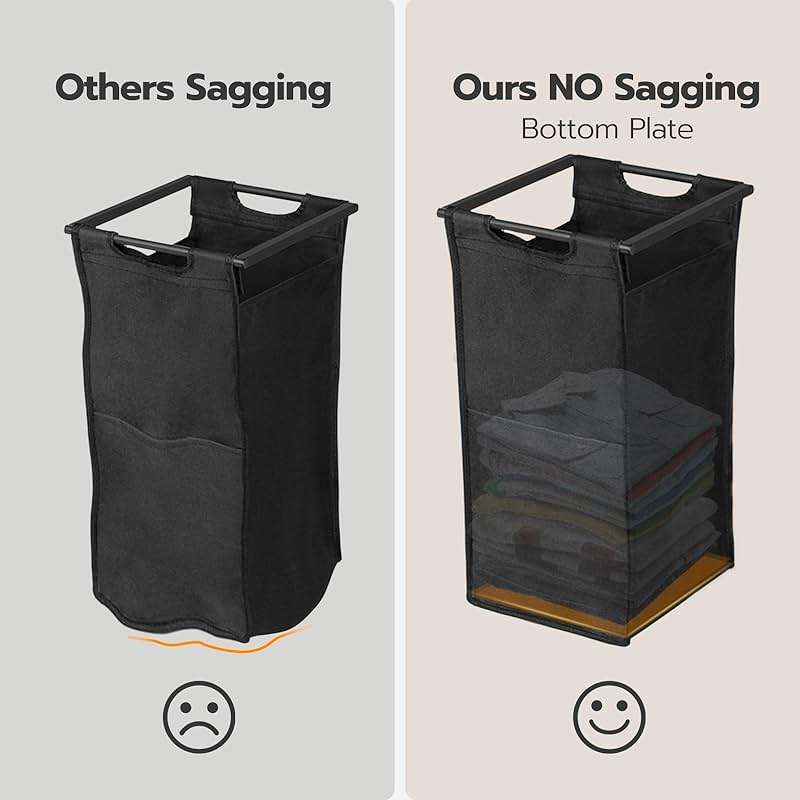 HOOBRO Laundry Hamper, Laundry Sorter 2 Section, 2 × 13 Gal (49.5L), Laundry Basket with Wheels, Rolling Cart, Pull-Out and Removable Oxford Fabric Bags, Rustic Brown and Black BF72XY01 - Image 4