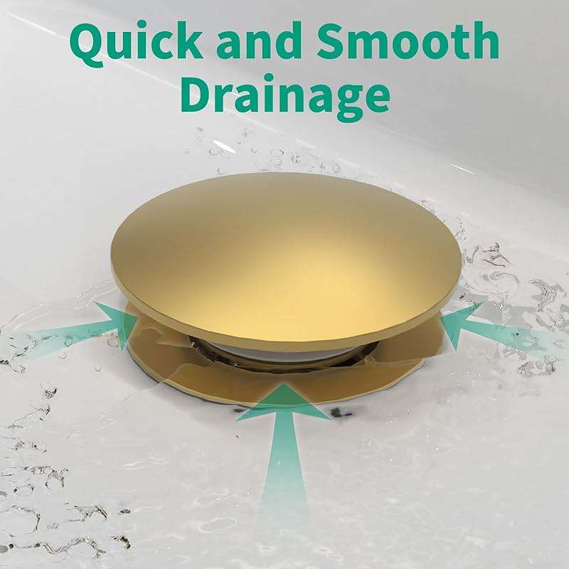 HEROBAI Bathroom Pop up Drain Without Overflow, Anti-Clogging Vessel Sink Drain Strainer, Pop Up Drain with Detachable Basket, Hair Catcher Bathroom Sink Drain Stopper(Brushed Gold, No Overflow) - Image 6