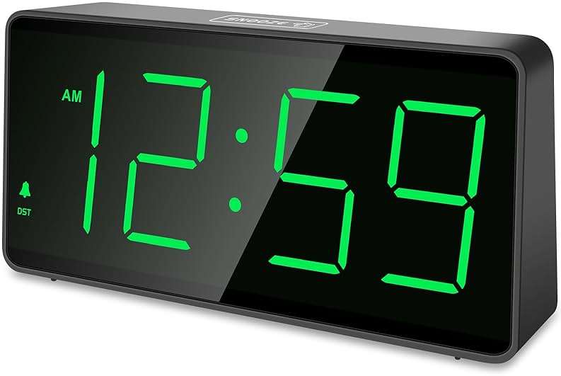 Peakeep Battery Operated Digital Alarm Clock for Bedrooms - Cordless Large Big Numbers 4 Dimmers, Auto Dimming for Seniors, Adjustable Volume Loud Alarm Clock for Heavy Sleepers Adults (Green Digits) - Image 1