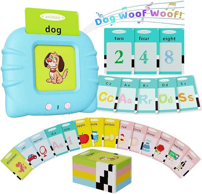 Aullsaty Talking Flash Cards for Toddlers 1-3, Upgraded 248 Sight Words Montessori Speech Therapy Toy, Autism Sensory Educational Learning Toys, Birthday Gift for Boys Girls (Blue) - Image 1