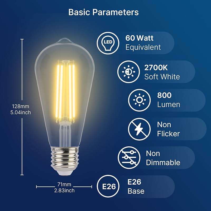 FLSNT Dusk to Dawn Outdoor Sensor ST19 LED Light Bulb, 7W (60W Eqv.), 800LM,Vintage Filament E26 Base, Auto On/Off Photocell Automatic for Energy-Efficient Outdoor Lighting, 2700K Soft White, 4 Pack - Image 6